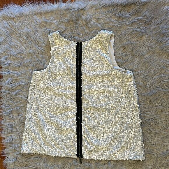 Vince Camuto women’s cream sequin flowy zipped up back tank top‎ size xs - Picture 4 of 5